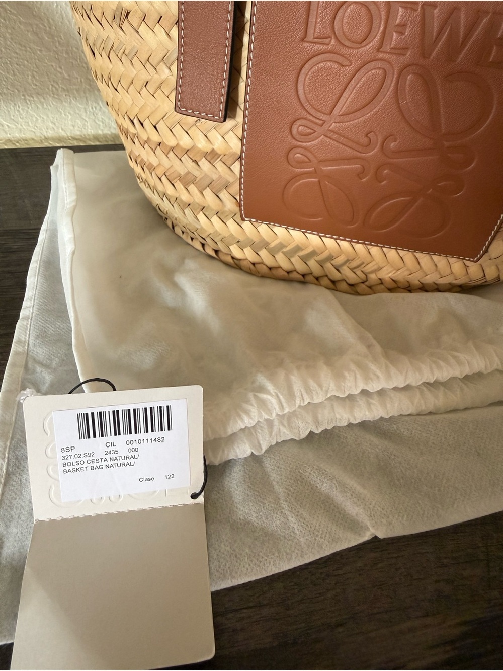 Loewe Natural Straw Tote with Brown Leather Trim and Logo Patch - Picture 9 of 9